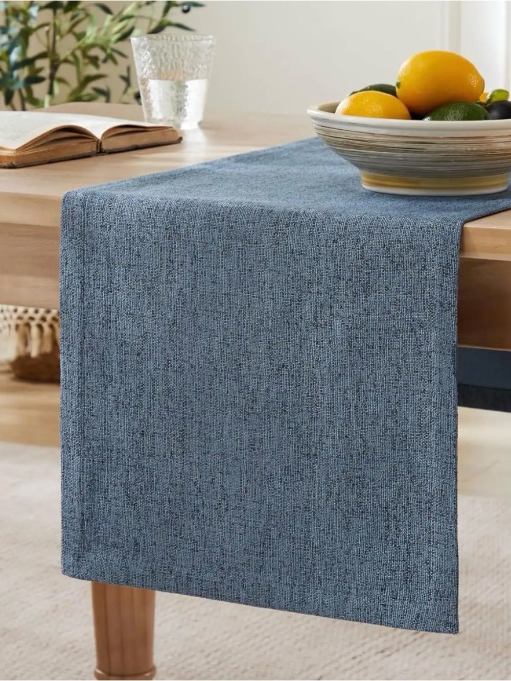 ZeeMart Blue Burlap Linen Look Table Runner 14x72 Farmhouse NWT